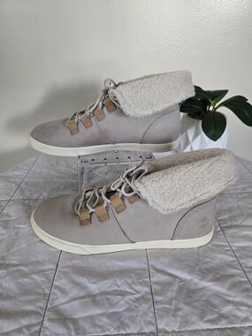 Timberland Dausette Fleece Fold Down Sneakers Boot Women's Size 8 Light Taupe Nu
